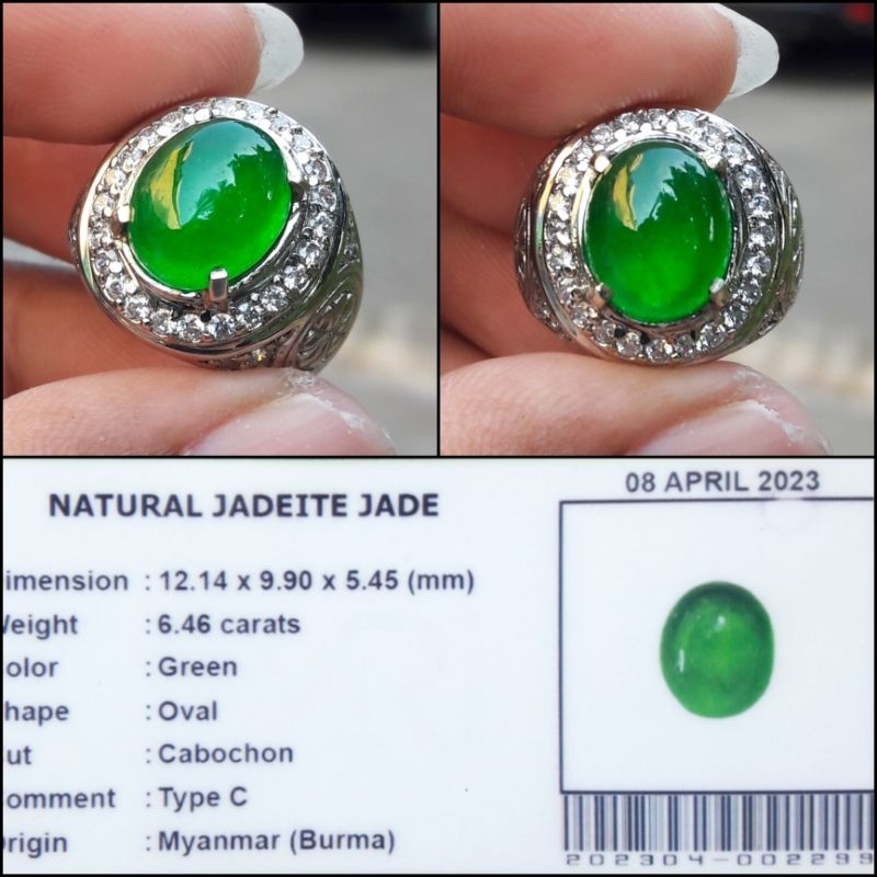 CINCIN BATU NATURAL GIOK BURMA MYANMAR JADEITE JADE ORIGINAL PLUS MEMO