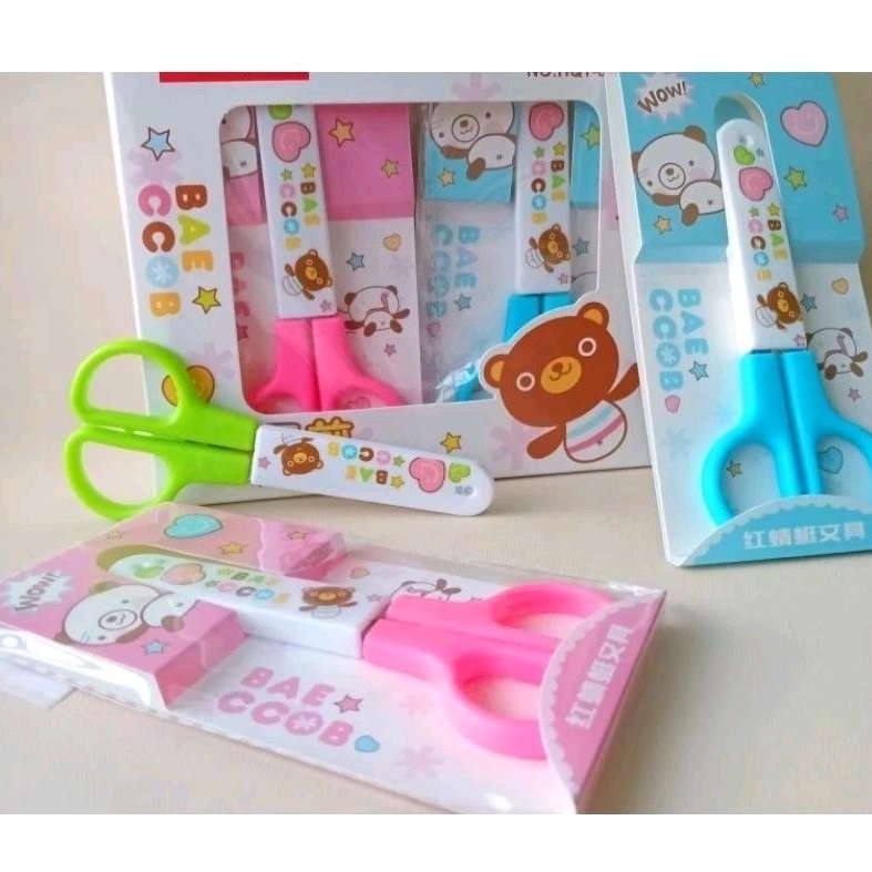 

gunting scisscors gunting kertas karakter anak lucu dengan tutup pengaman gambar lucu kemasan warna-warni