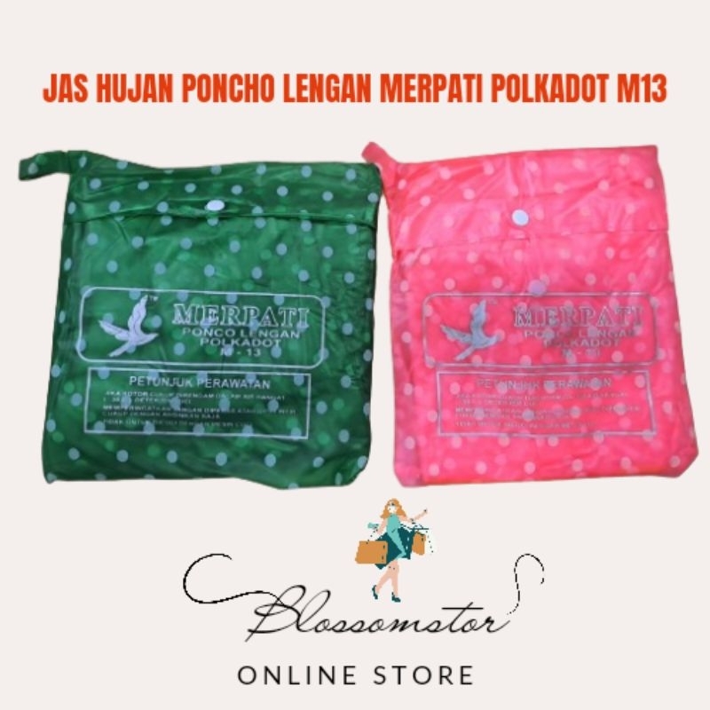 JAS HUJAN PONCHO LENGAN MERPATI POLKADOT M 13 / RAINY RAINCOAT PONCO / MANTEL