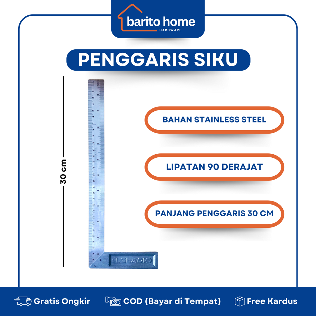 

Penggaris Siku Tukang Besi Pasekon Ukur L 12 Inch 30 cm Stainless Steel Tebal / Angle Ruler 30 cm Murah Kuat Kokoh