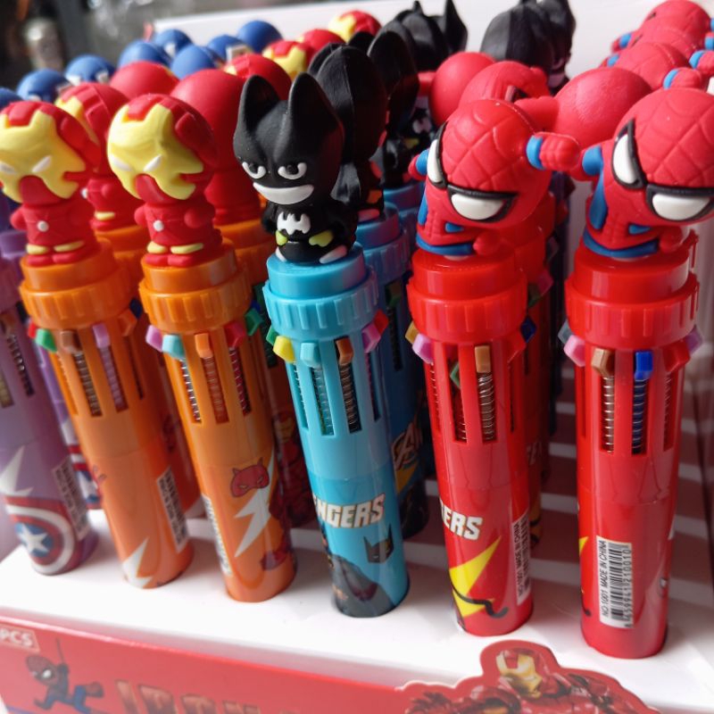 

Pulpen mekanik 10 Warna Karakter Marvel / Pulpen 10 Warna Karakter Iron man Spider-Man Batman / Alat tulis Karakter
