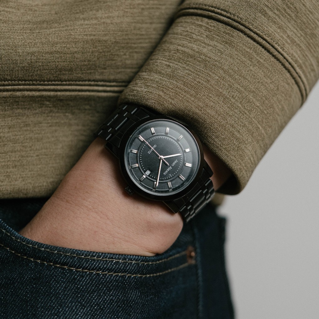 Jean Alexis HAMMOND GHT JA107-Black Stainless Steel Strap-Black Case-Black Dial (40mm)