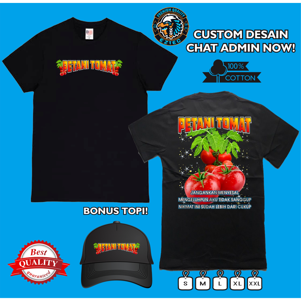 KAOS PETANI TOMAT PETANI MUDA MILENIAL BONUS TOPI VARCITY APPAREL