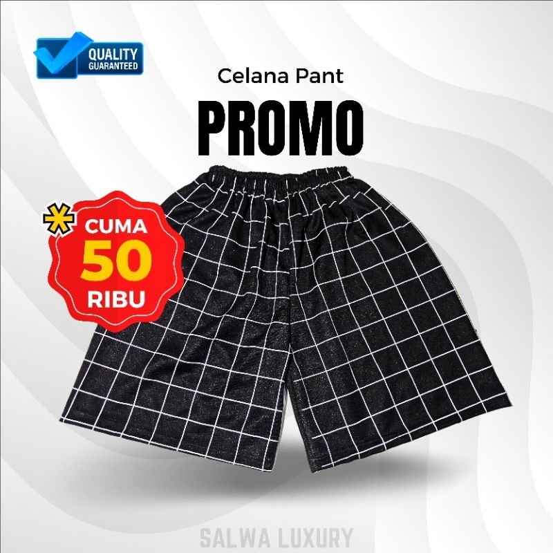 Paket 5 Pcs Celana Pendek Tartan Pria Wanita Unisex Hitam Santai Kasual Motif Kotak Kain Melar Nyama