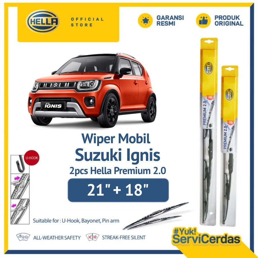 Wiper Mobil SUZUKI Ignis 21” + 18” (2pcs) - HELLA Premium 2.0