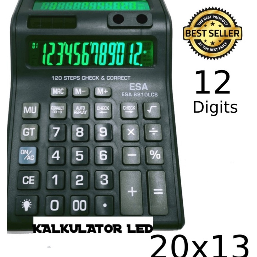 

KODE X3I3 Kalkulator Digital LED 2 Layar 12 Digit ESA Kalkulator Check