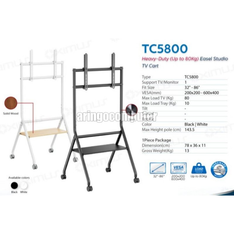 Office Equipment OXIMUS BRACKET TV STAND TC5800 WHITE (32-86in) MAX 80Kg