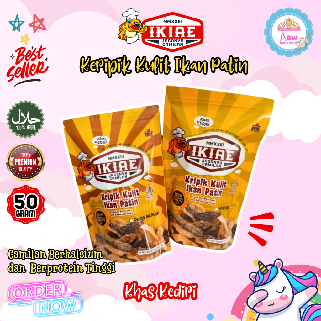 

Ikiae Keripik Kulit Ikan Patin 50 Gram Kripik Camilan Sehat Makanan Khas Kediri HALAL 100% Premium