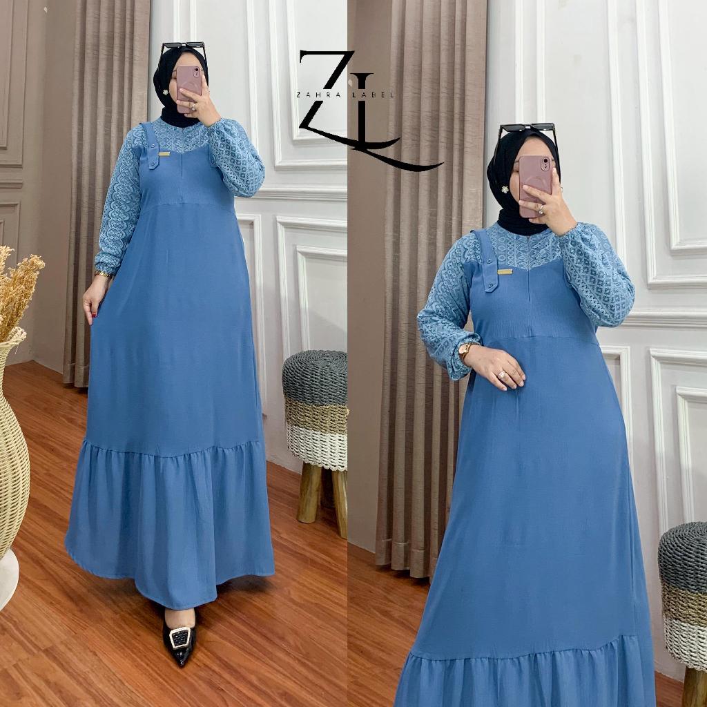 Tampil Trendi dengan Gamis BELLA warna BIRU dari Geka Collection