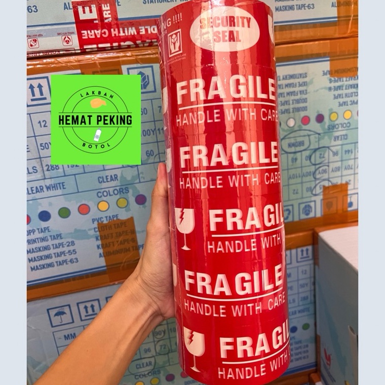 

Lakban Fragile Merah 1 Slop Isi 6 Pcs JANGAN DIBANTING KODE V2O5