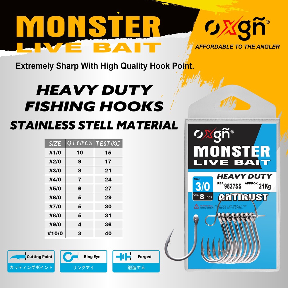KODE F16Y MATA KAIL PANCING OXGN MONSTER LIVE BAIT FISHING HOOK STAINLESS STEEL