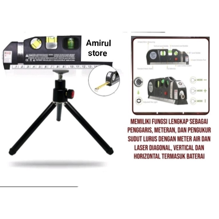 

KODE I2U2 Penggaris Laser Horizontal Vertical 25CM Waterpass