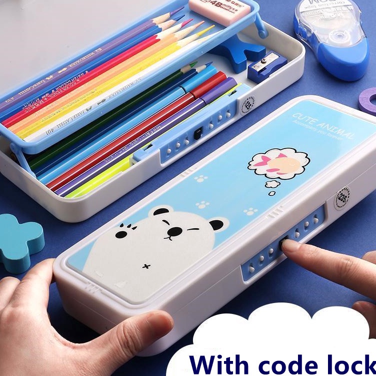 

KODE M4D9 Kotak Pensil 2 Tingkat AnakAnak dengan Sandi Password Model Terbaru