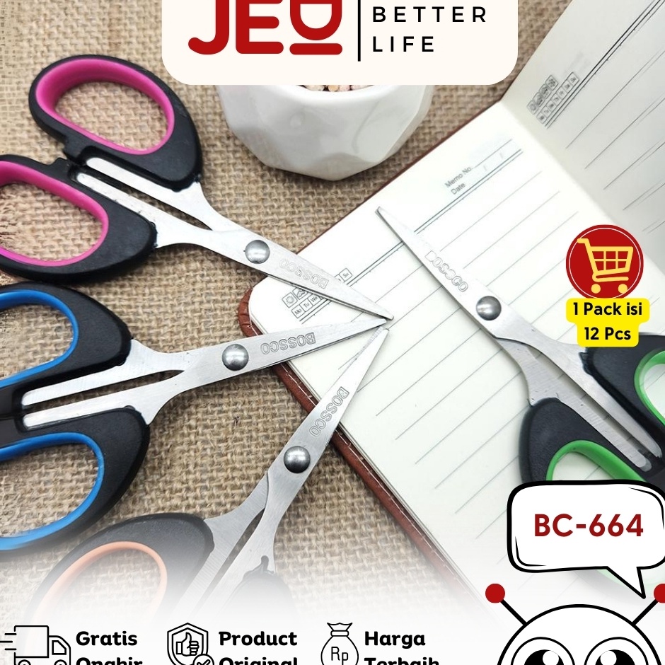 

KODE G3I5 1 lembar 12 pcs Gunting Scissors BOSSCO B664 5 inch