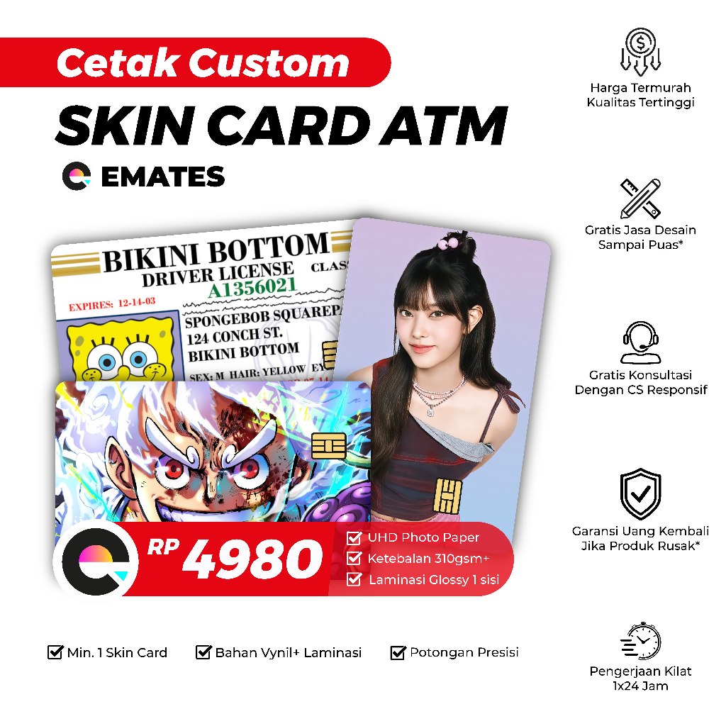 

[Custom] Cetak Custom Skin ATM Sticker Stiker ATM Vinyl+ Anime Kpop Cartoon