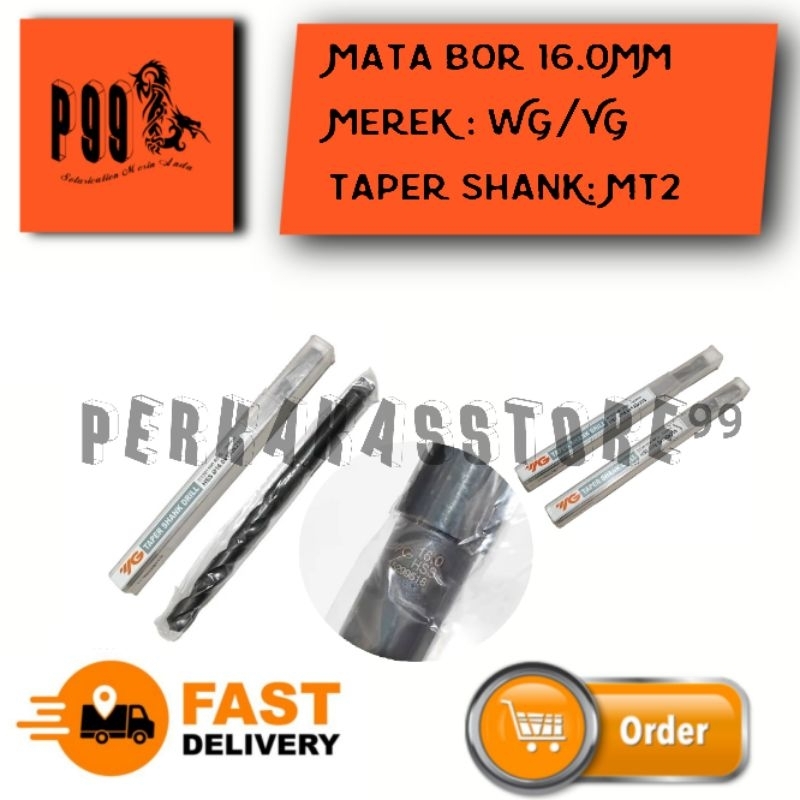Mata Bor Taper 16 mm WG YG Mata Bor Besi Kones 16×130×230mm hss Taper Shank MT2 Baru
