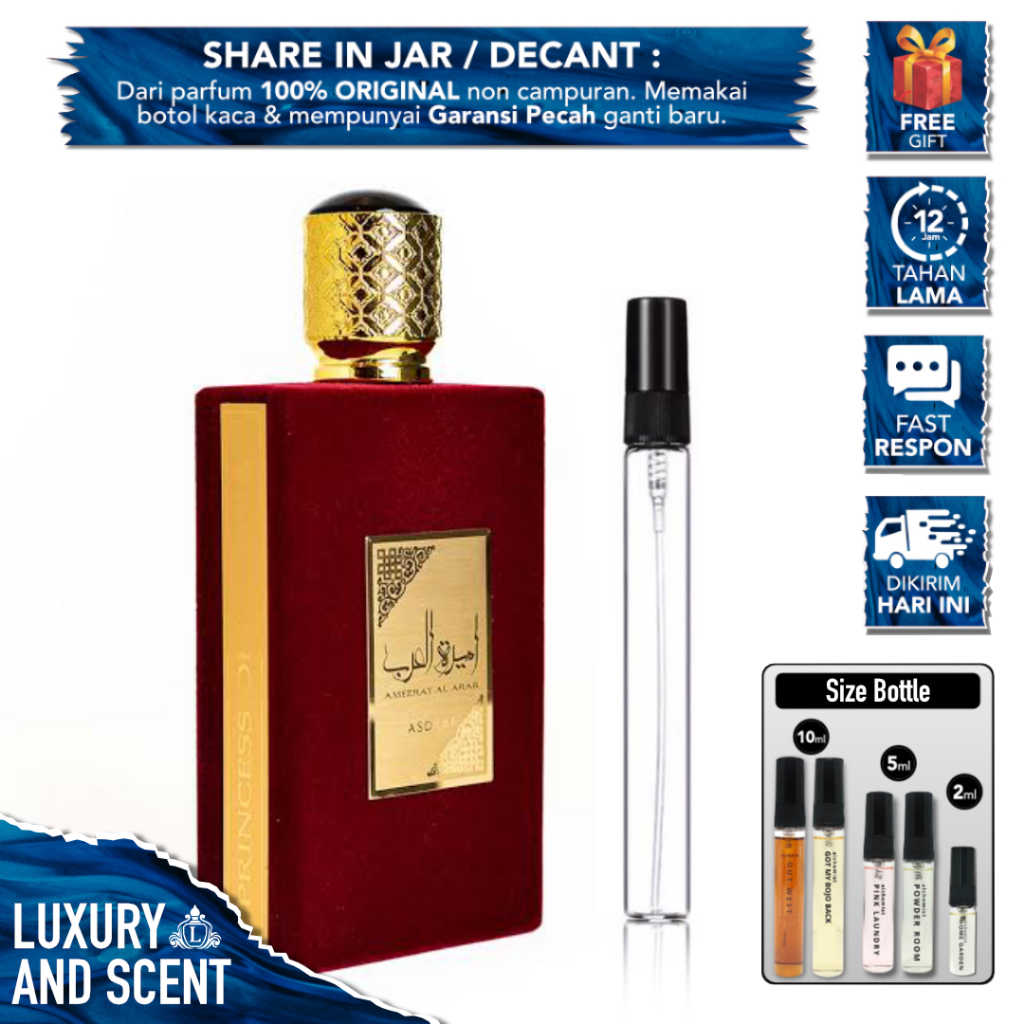 DECANT LATTAFA AMEERAT AL ARAB ASDAAF RED MERAH Share In Bottle Jar 2/5/10ML Travel Size Extrait de 
