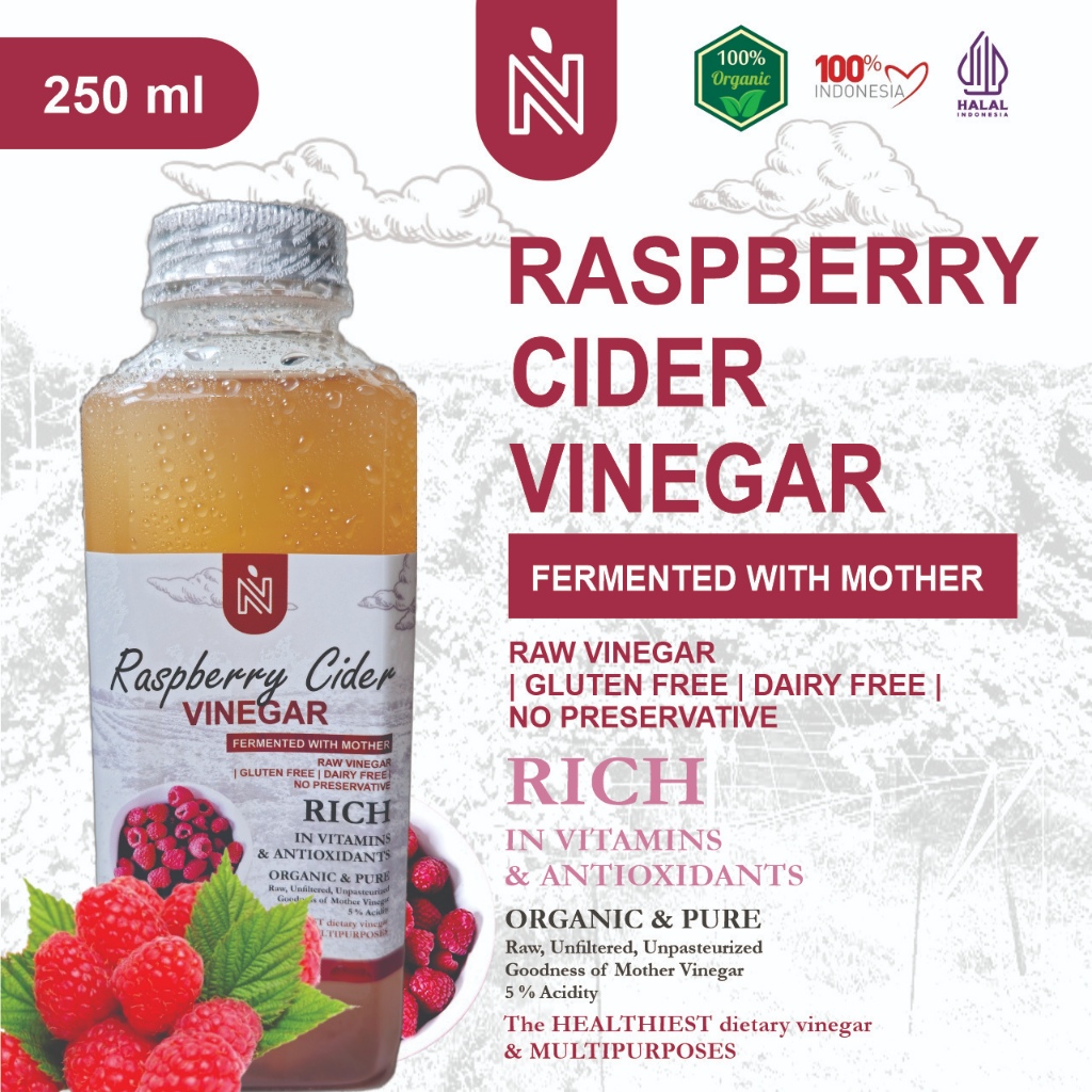 

BENUTRIVA Cuka Raspberry 250 ml dengan Endapan Mother Fermentasi Raspberry Cider Vinegar Bragg