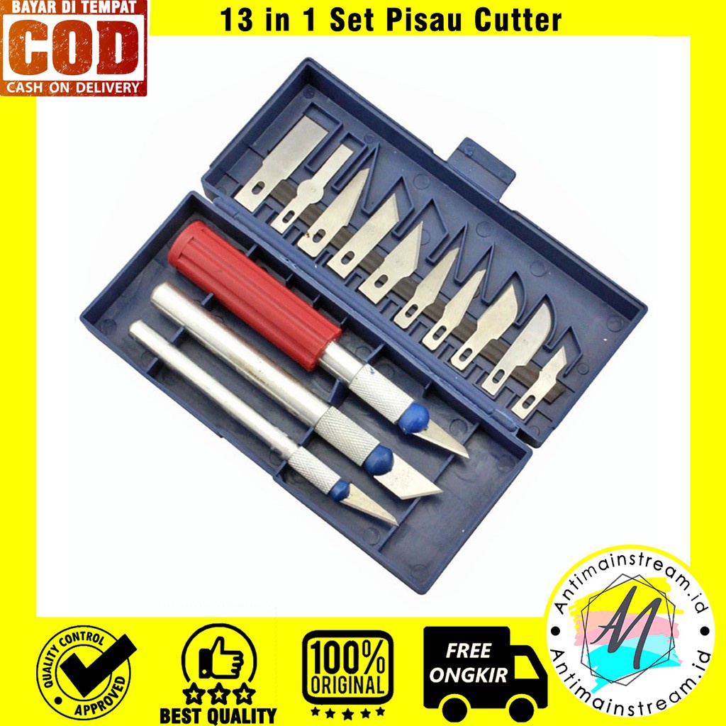 

TOP TERMURAH 13 in 1 Set Pisau Cutter Alat Ukir Seni Pahat Kayu Dengan 3 Handle Pisau