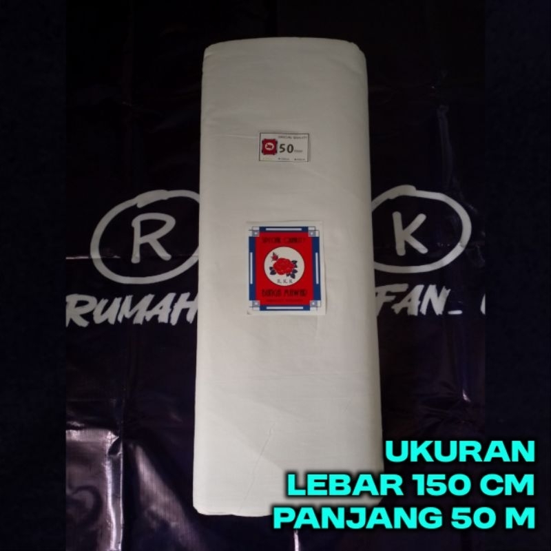 kain kafan mori panjang 50 meter lebar 150cm cap mawar