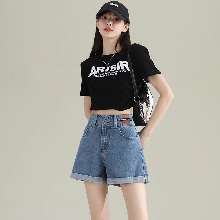 hemat < elegan.girl > celana jeans pendek wanita hot pants wanita jumbo short pants hitam highwaist
