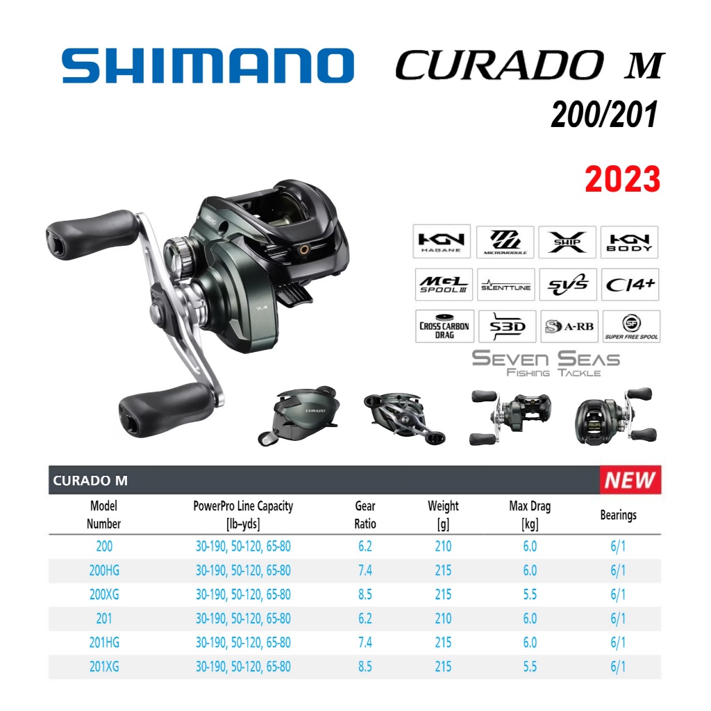 Shimano Curado M 200 201 Model 2023 BC Baitcasting Reel Pancing