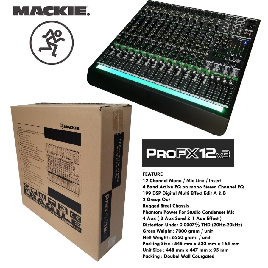 Mixer Mackie Pro FX 12 V3 ProFX12V3 12 Channel Original