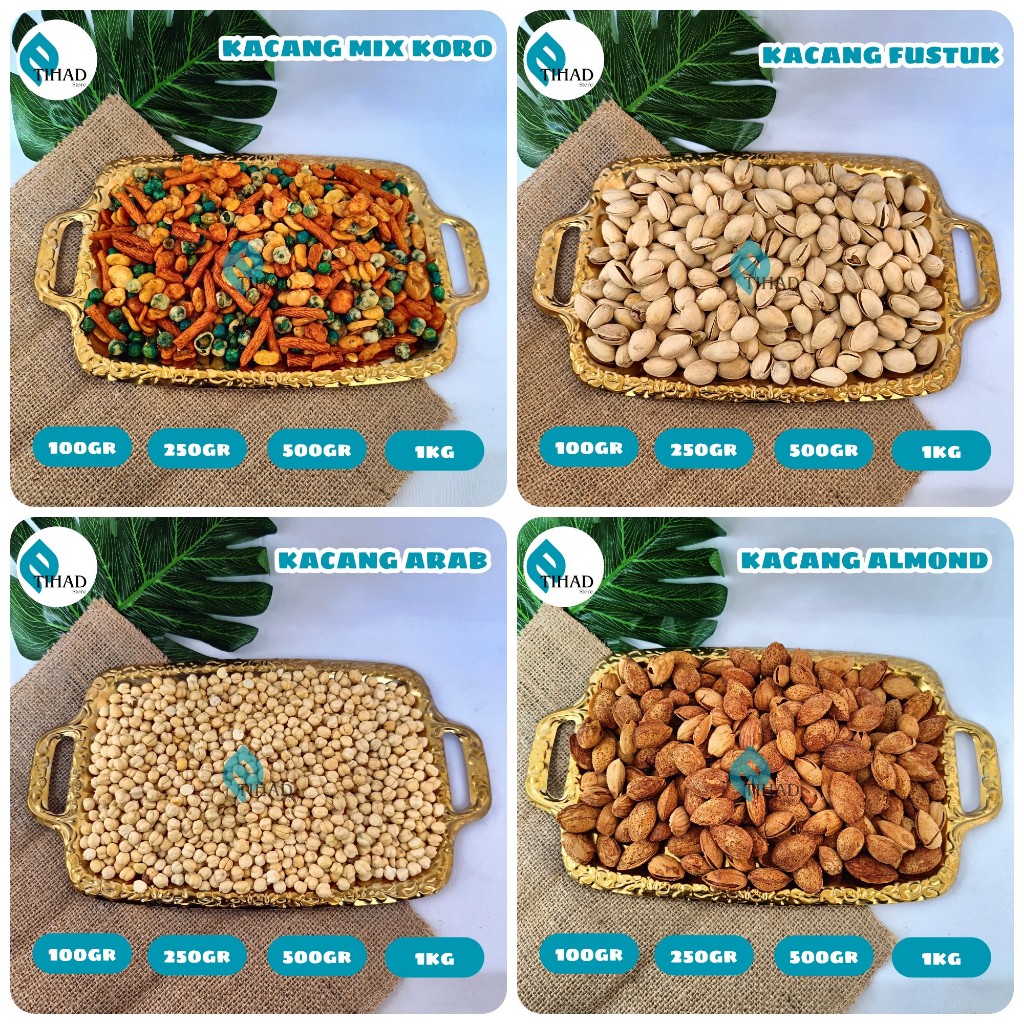 

1 KG Kacang Campur Mix Koro/Kacang Fustuk/Kacang Almond/Kacang Arab/Permen Kacang Arab