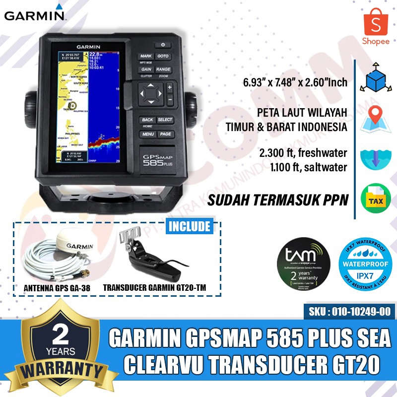 GARMIN Gpsmaps 585 Plus SEA ClearVu Transducer GT20 Garmin 585 Plus 585+ 585Plus GT 20 Original Gara