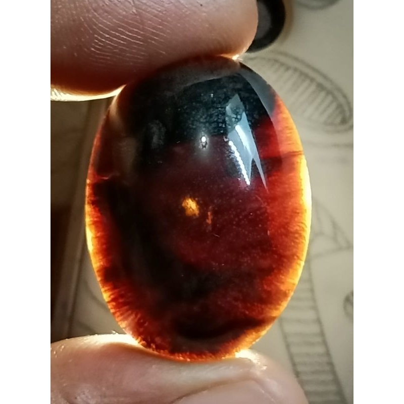 Batu akik P0sil Galih K3l0r Keristal , Di Senter Tembus Merah