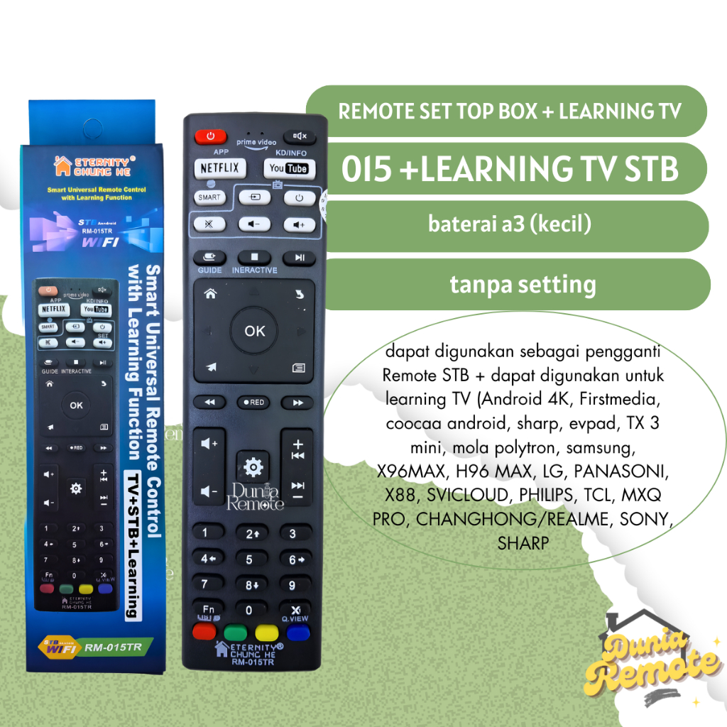 Remot Remote Multi Universal Set Top Box +Learning TV (android 4K, Firstmedia, coocaa android, sharp