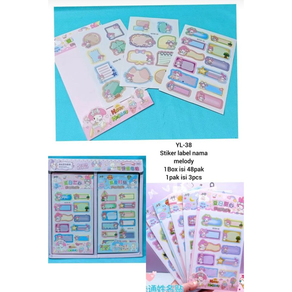 

STIKER LABEL NAMA SANRIO SZ 225 - BOX AMX 483 - BESAR WY 0001 - MY 220 200 - AMX 468 / NAME CARD / MAINAN