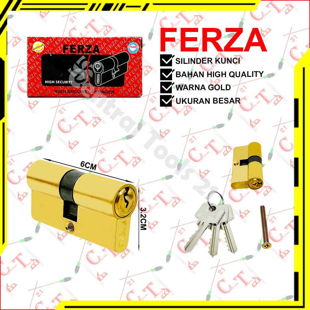Silinder Kunci Pintu Kuningan Ukuran Besar Ferza / Cylinder Bodi Kunci