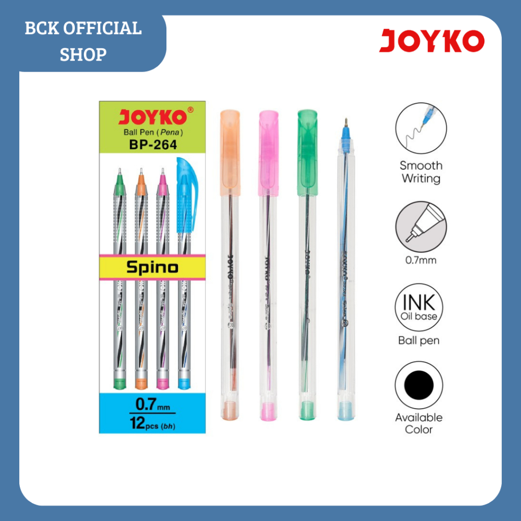 

Ball Pen BP-264 Spino Joyko / Pulpen 0.7 mm-Hitam (PACK)