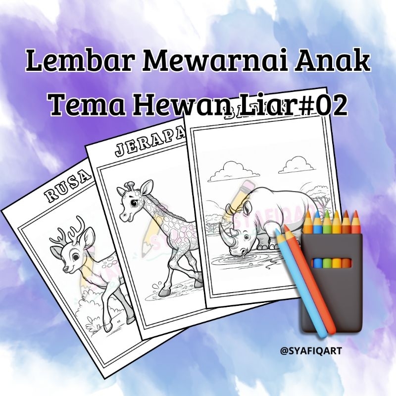 

Kertas Mewarnai Anak 10 Lembar F4 - Hewan Liar #02