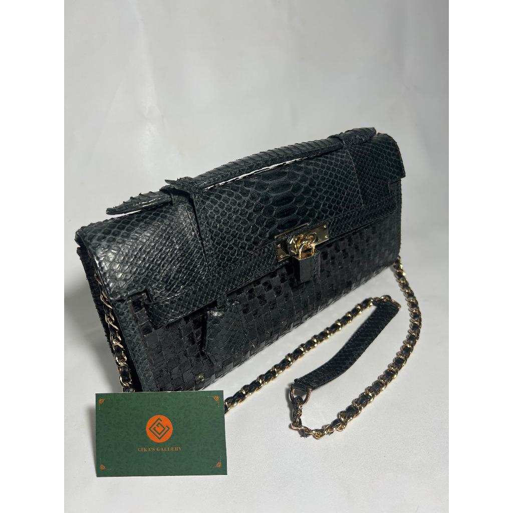CLUTCH PESTA ANYAM KULIT ULAR | CLUTCH PESTA WANITA