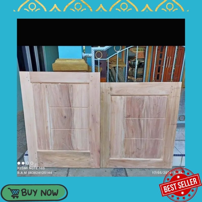 Daun Pintu Dapur Belah Dua Minimalis Kayu Mahoni Perhutani