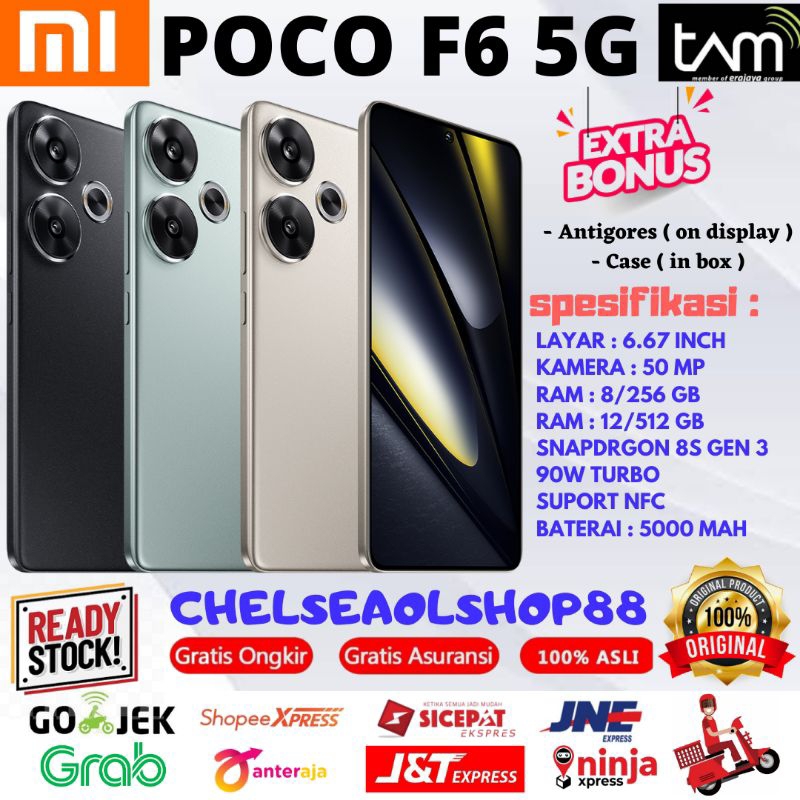 POCO F6 5G NFC RAM 12/512GB & 8/256GB GARANSI RESMI XIAOMI