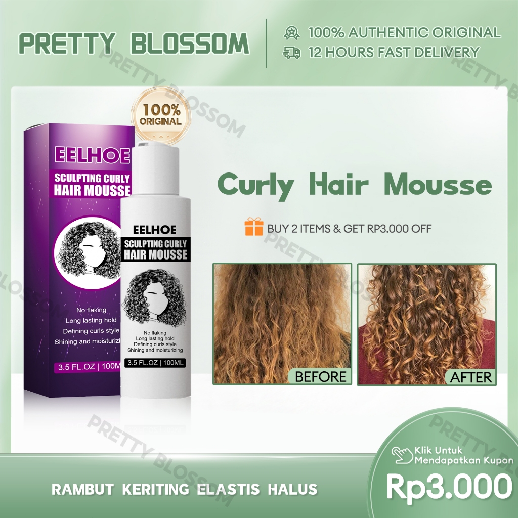 EELHOE Sculpting Curly Hair Mousse 100ml Curl Gel Curling Cream Gel Rambut Keriting Hair Spray