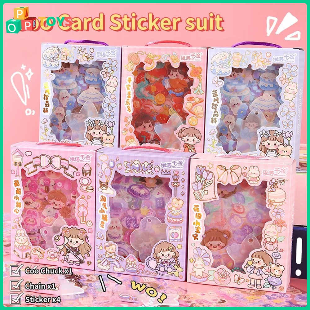 

POPTOYS DIY GUCCA STICKER GIFT BOX Stiker Gadis Kartun Stiker Motif Kartun Lucu Anti Air Kemasan Acak, Warna Acak