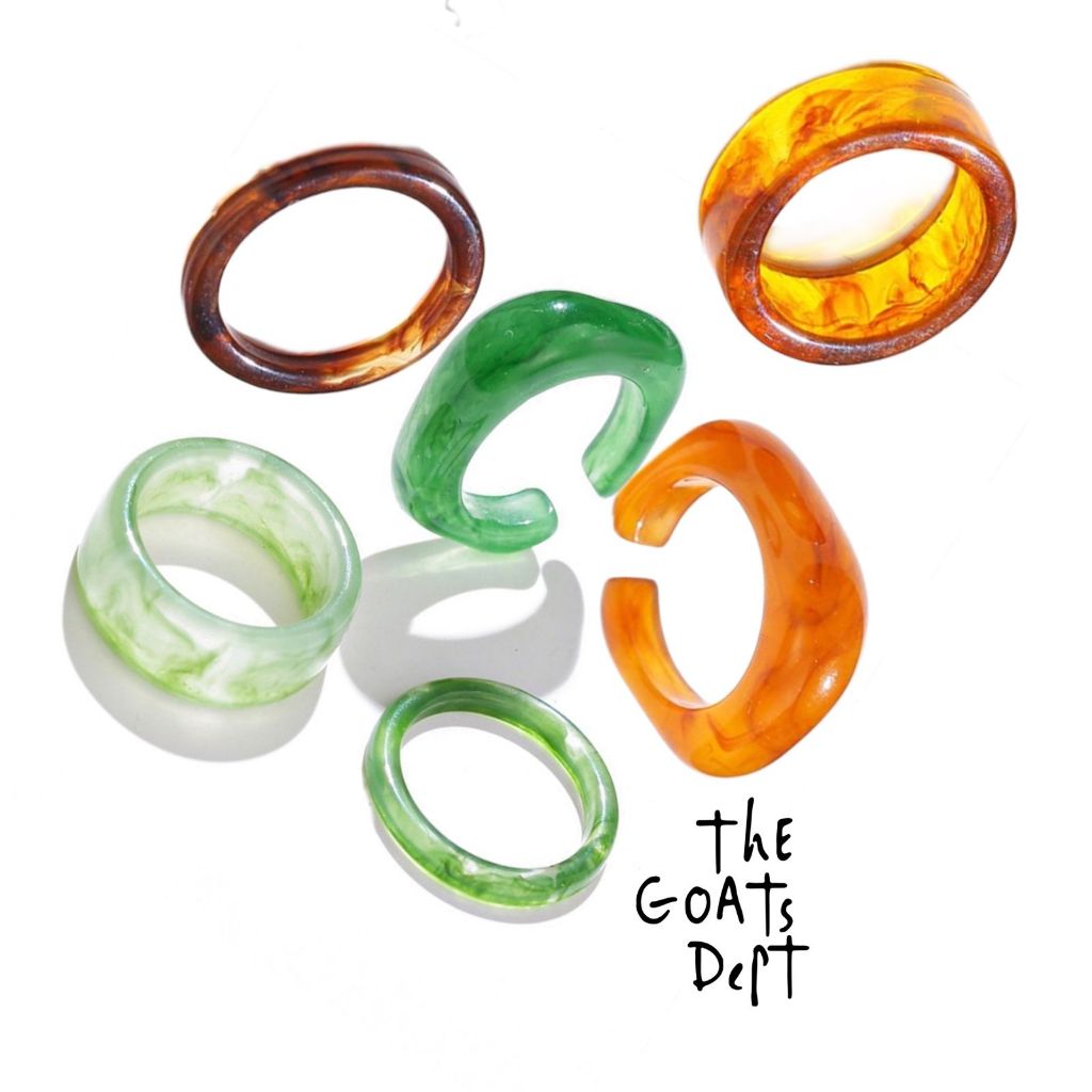 The Goats Dept- Green Brown Jade Simple Giorgio Set Ring Original / tgd177 cincin anti karat pria wa