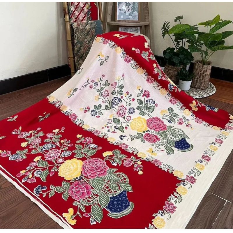 Kain Batik Solo Katun premium encim merah putih