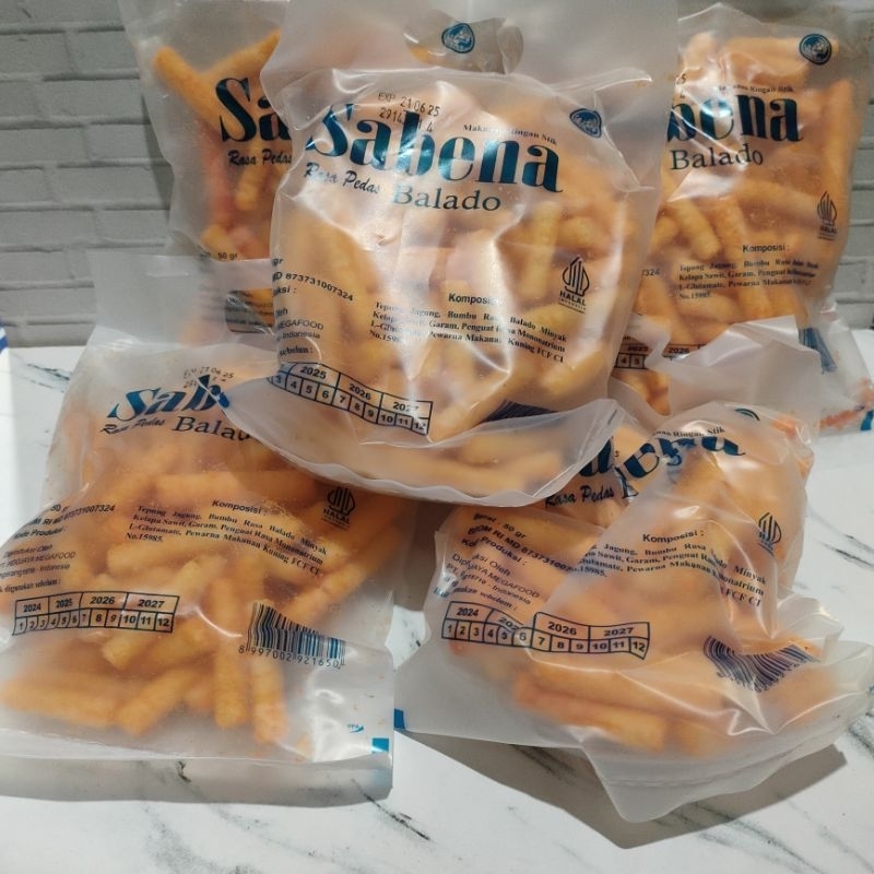 

Sabena makanan ringan stik rasa pedas balado 40 gr isi 5 bungkus