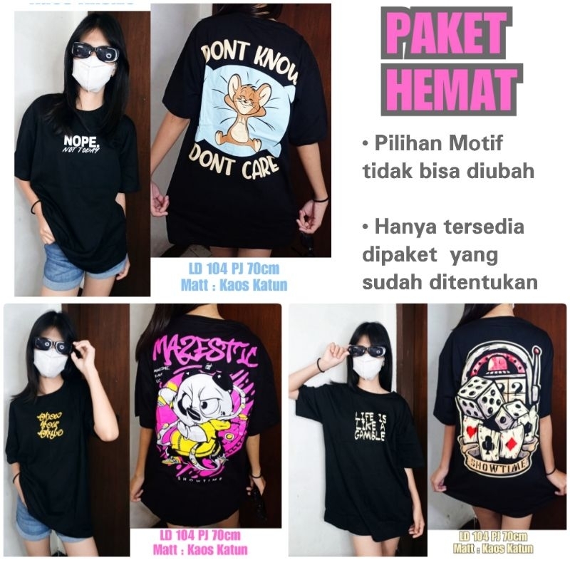 HEMAT 3PCS 100RBAN TSHIRT KAOS BAJU OBLONG KATUN COMBED ALLSIZE UNISEX CEWEK COWOK PRIA WANITA ANAK-