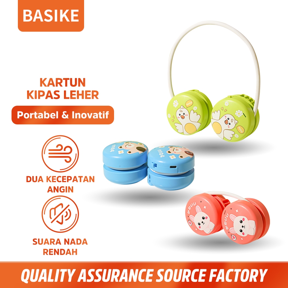 BASIKE Kipas Angin Portabel Leher Kartun Inovatif Personalisasi Serbaguna Angin Kencang Long Standby