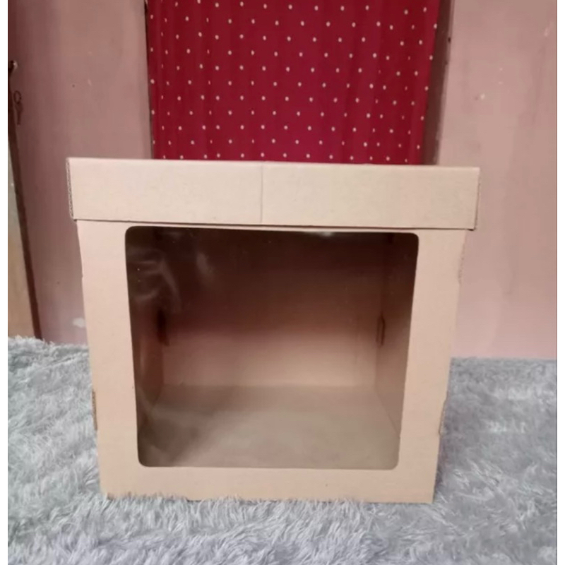 

box kotak cake 26x26x25cmkue dus eflute tebal window 26cm tinggi tall cake