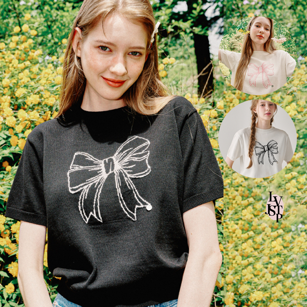 RONRON Line Ribbon Short Sleeve Knit