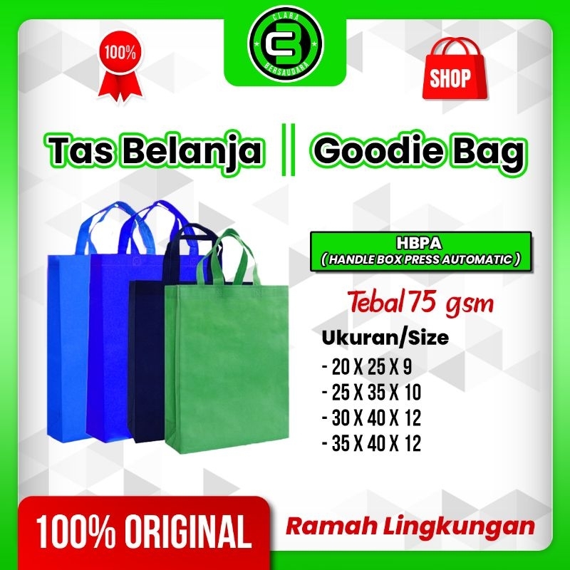 

( Isi 12 Pcs/1 Lusin Ukuran 25 X 35 X 10 cm ) Goodie Bag | Tas Belanja | Tas Souvenir | Tas Hajatan | Tas Ulang Tahun | Spundbond Goodie Bag - HBPA Handle Box Press Automatic 75GSM