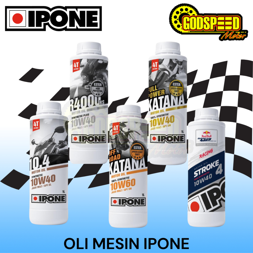 Ipone Oli Mesin Full Synthetic Ester 10.4 R4000RS FULL POWER KATANA OFF ROAD STROKE4 RACING Original