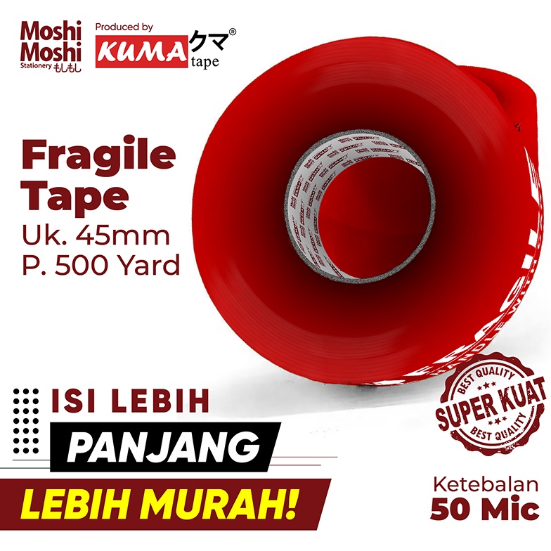 

KODE Y1Z9 Lakban Fragile Moshi Kuma 2 inch 5 Yard Isolasi Tape Perekat Kuat